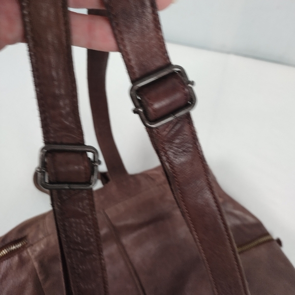 Vilenca Holland Dome Top Soft Genuine Leather Lined Backpack Brown Satchel Bag - Picture 16 of 16